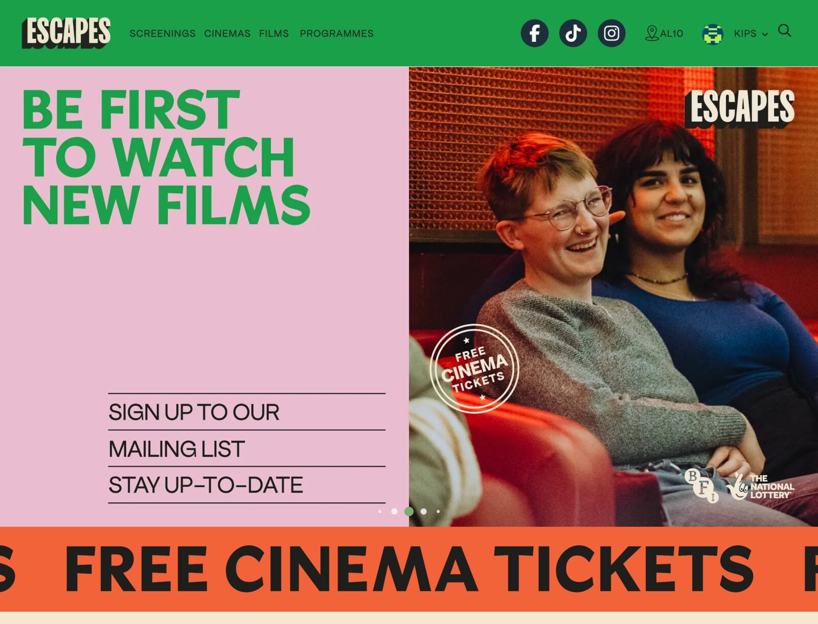 The Escapes screenings site: a Cinematik-run programme of preview and free screenings